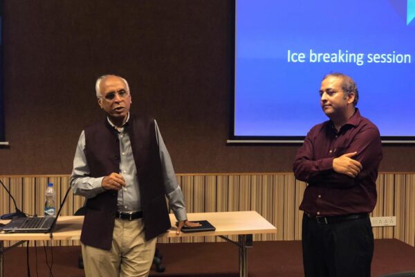 Sachin Gaur and Dr Vijay Agarwal at the ice breaking session in cybersecurity at MS Ramainah hosoital